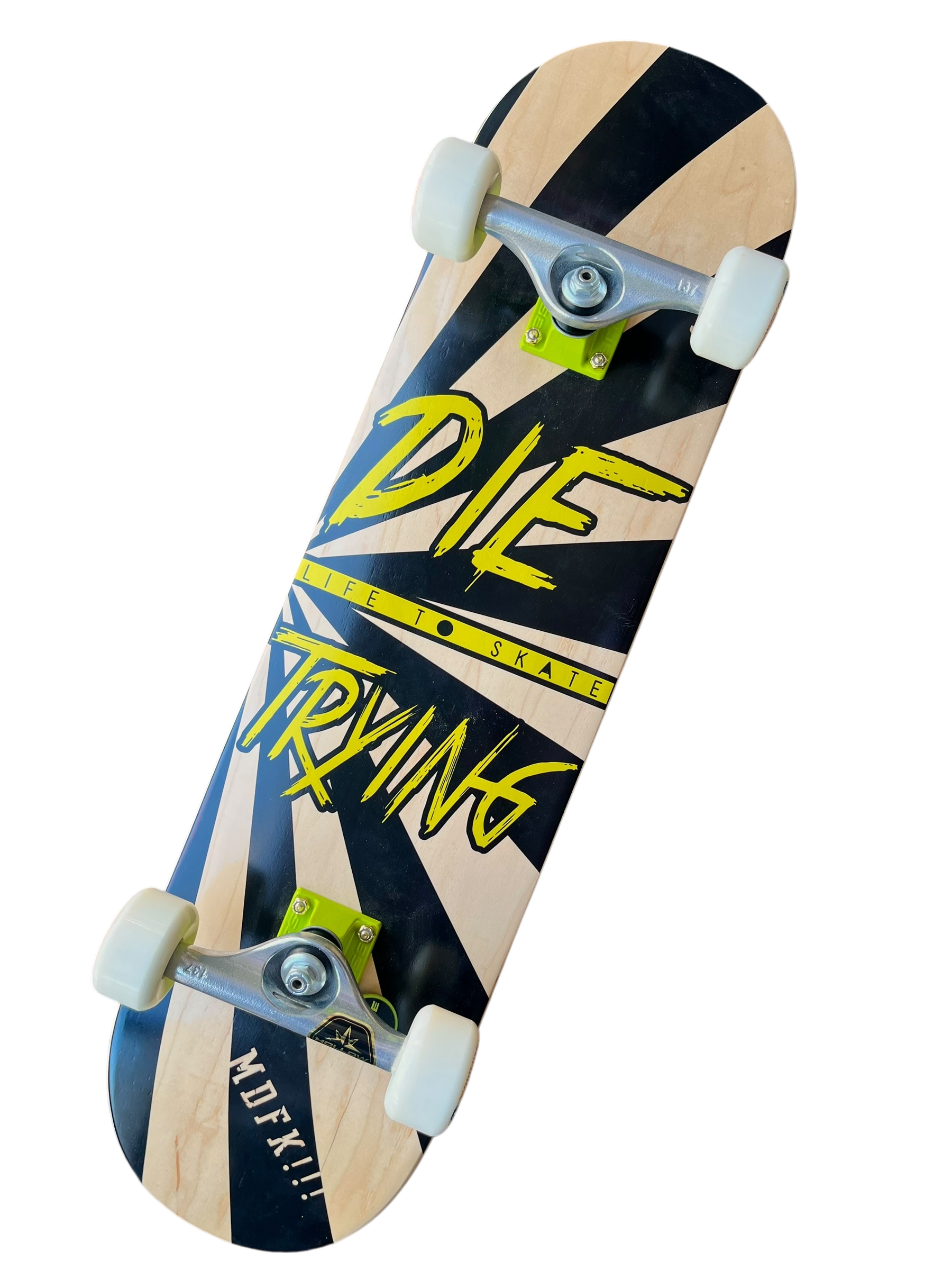 Patineta profesional avanzada Die Trying letras amarillas