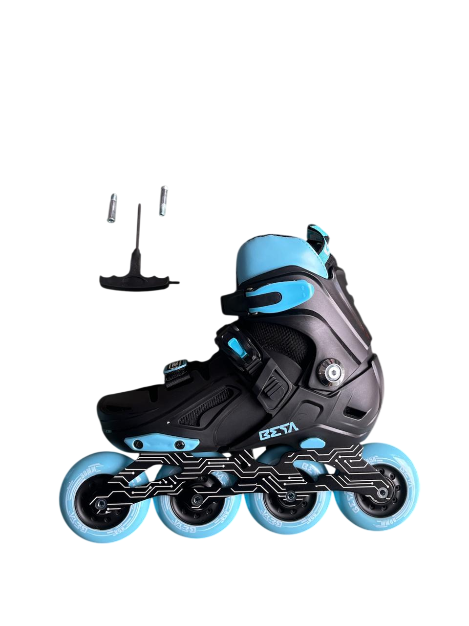 Patines BETA en línea Retractiles Negro y Celeste