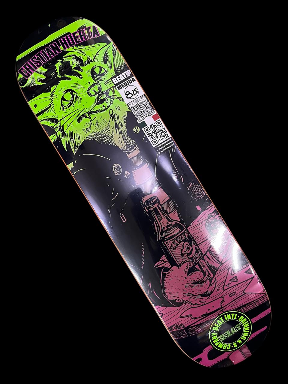 Tabla Deck para patineta profesional marca BEAT Cristian Huerta 8.25"