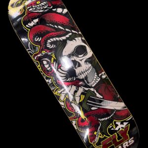 Tabla Deck para patineta profesional marca FLY STARS Calavera y serpiente medida 8.5"