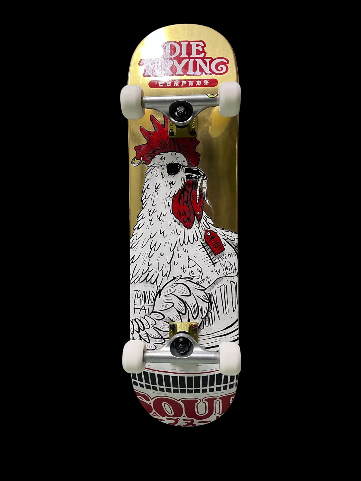 Skate Patineta profesional Die Trying Gallo Dorado 8.2 pulgadas