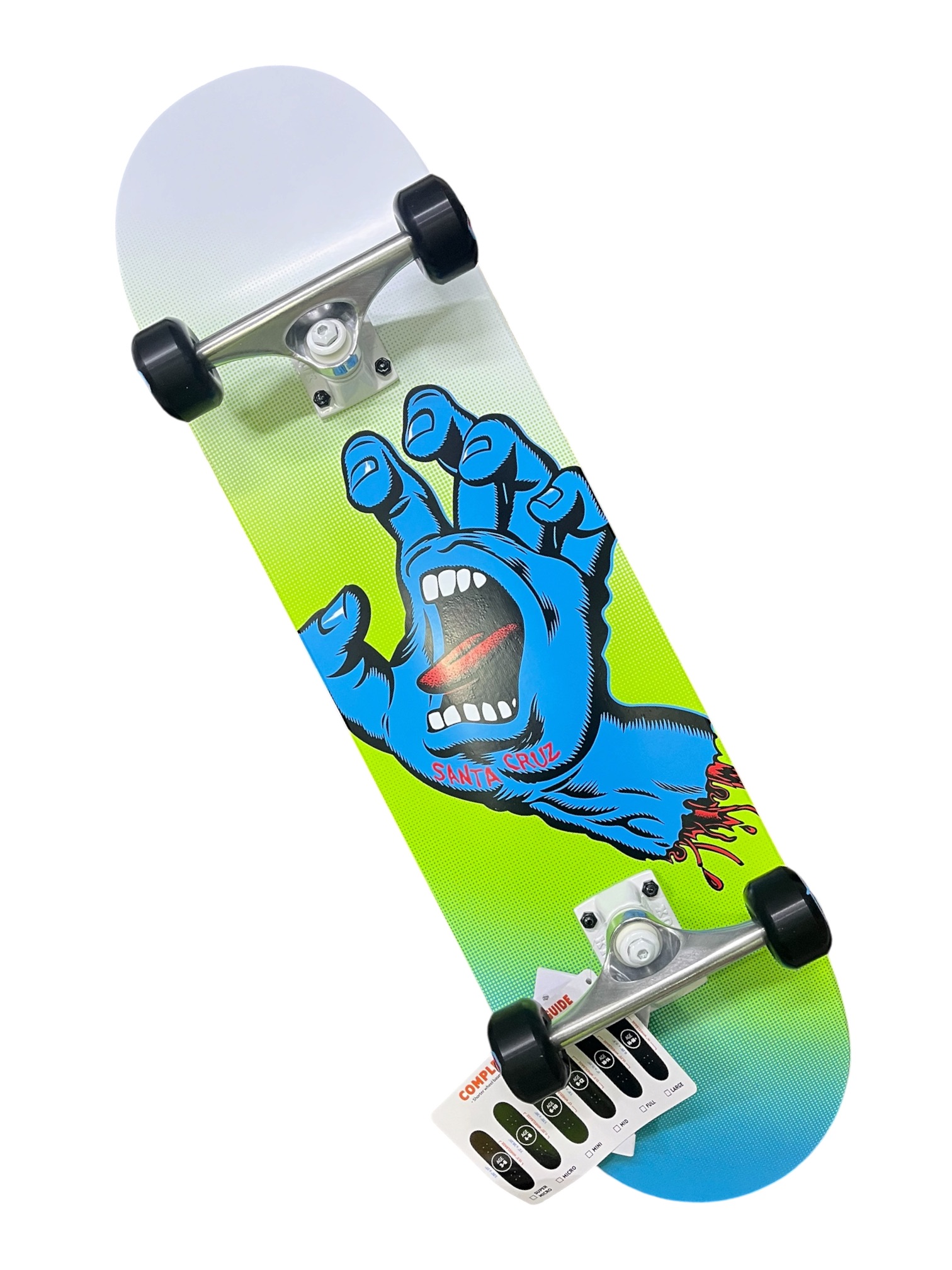 Patineta Skate Santa Cruz 8.0 pulgadas screaming hand fade blanco/verde
